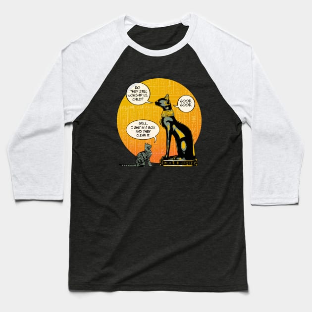 a cat conversation Baseball T-Shirt by Naive Rider